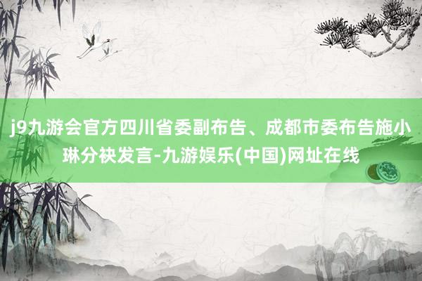 j9九游会官方四川省委副布告、成都市委布告施小琳分袂发言-九游娱乐(中国)网址在线