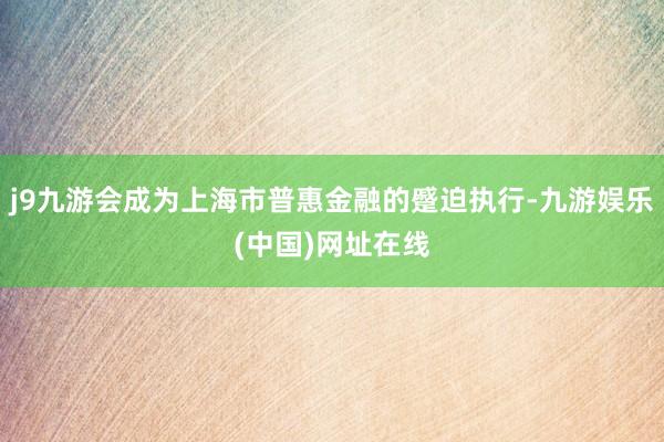 j9九游会成为上海市普惠金融的蹙迫执行-九游娱乐(中国)网址在线