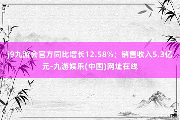 j9九游会官方同比增长12.58%；销售收入5.3亿元-九游娱乐(中国)网址在线